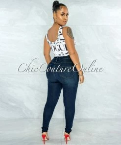 Vendor-unknown Shana Dark Denim High-Waist Destroyed Knee Skinny Jeans