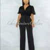 Vendor-unknown Dyami Black Leopard Print Textured Top Jumpsuit