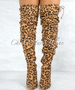 Vendor-unknown Vogue Leopard Faux Suede Over-The-Knee Boots