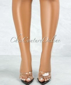Vendor-unknown JUST IN Echo Black Sole Clear Upper Pointed Toe Heels