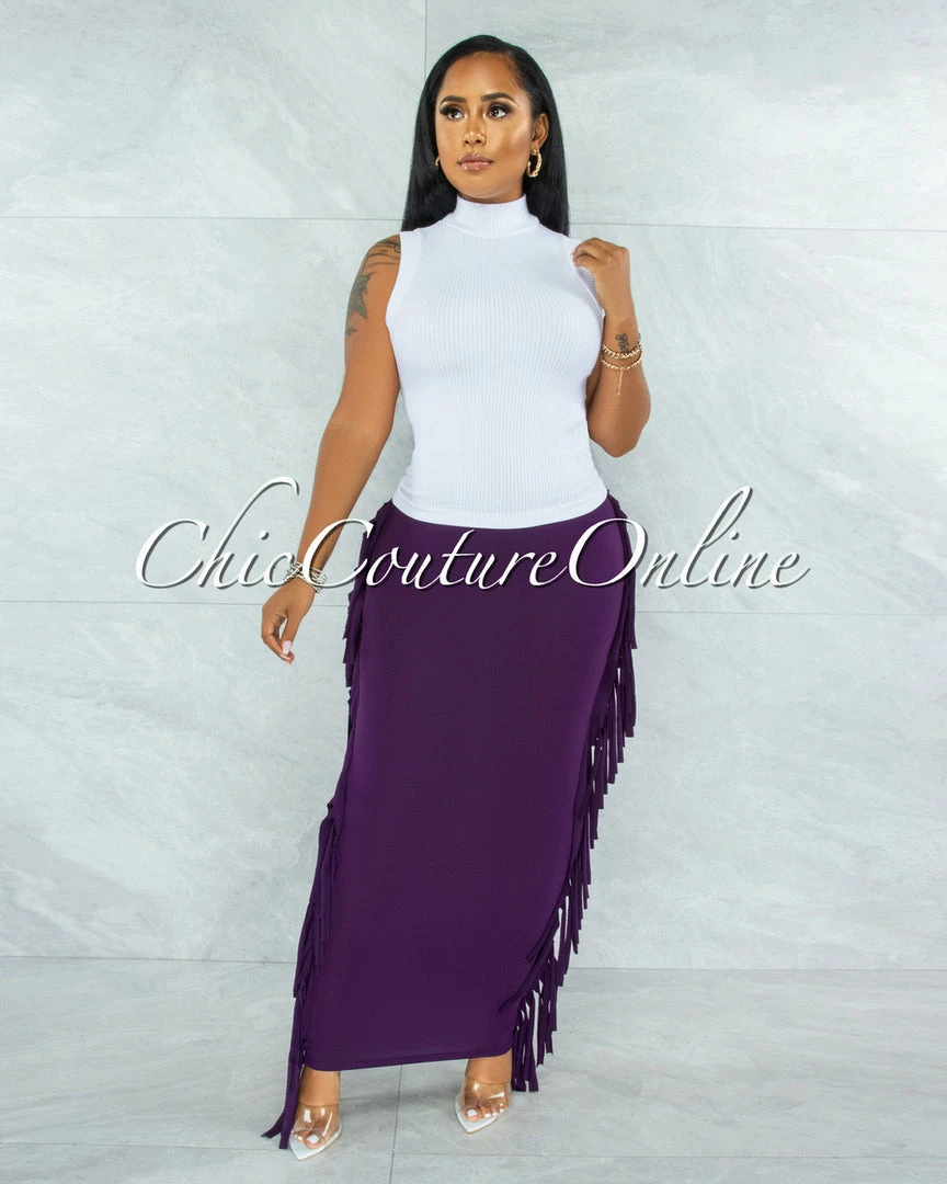Vendor-unknown JUST IN Conrado White Ribbed Mock Neckline Top