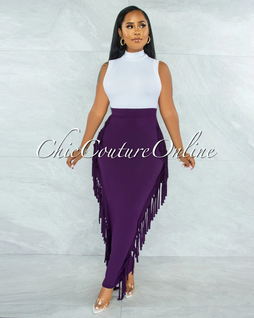 Vendor-unknown JUST IN Conrado White Ribbed Mock Neckline Top