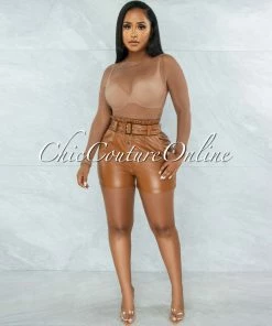 Vendor-unknown Granada Mocha Mesh Sheer Bodysuit