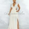 Vendor-unknown Jovana Cream Cut Out Strappy Sides Maxi Dress
