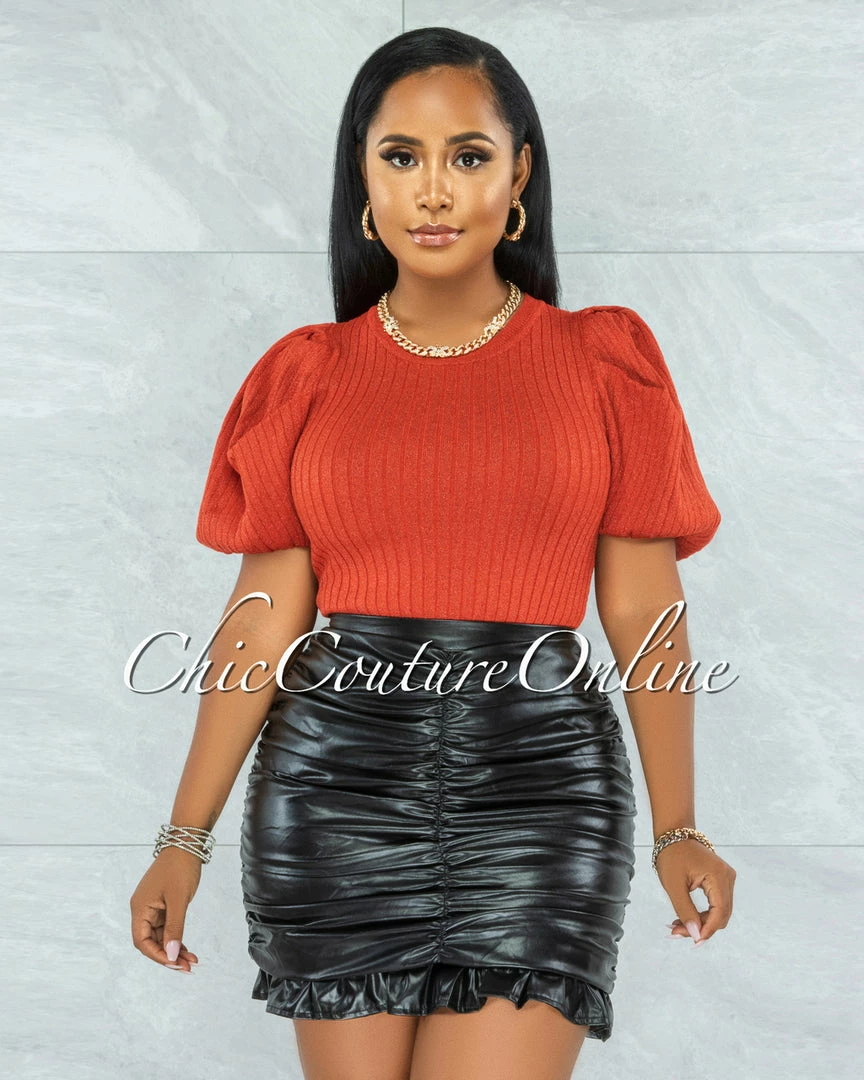 Vendor-unknown Yacey Black Faux Leather Ruched Mini Skirt