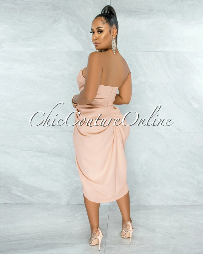 Vendor-unknown JUST IN Donovian Nude Draped Hi-Lo Dress