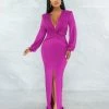Vendor-unknown Parker Magenta Plunging V-Neck Front Knot Maxi Dress