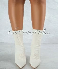 Vendor-unknown Chantria Off-White Knit Ankle Length Booties JUST IN