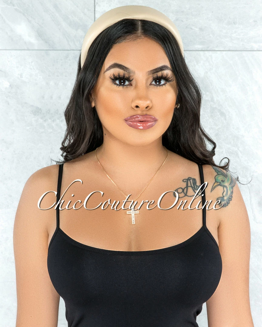 Vendor-unknown Alexis Ivory Faux Leather Simple Headband