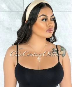 Vendor-unknown Alexis Ivory Faux Leather Simple Headband