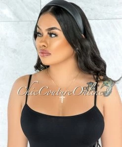 Vendor-unknown Alexis Black Faux Leather Simple Headband