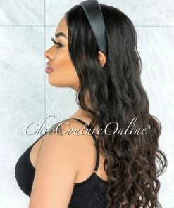 Vendor-unknown Alexis Black Faux Leather Simple Headband