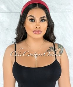 Vendor-unknown Alexis Red Faux Leather Simple Headband JUST IN