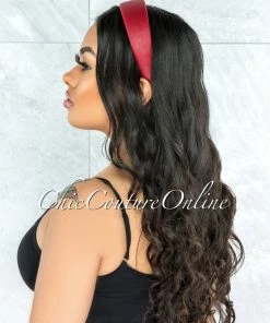 Vendor-unknown Alexis Red Faux Leather Simple Headband JUST IN