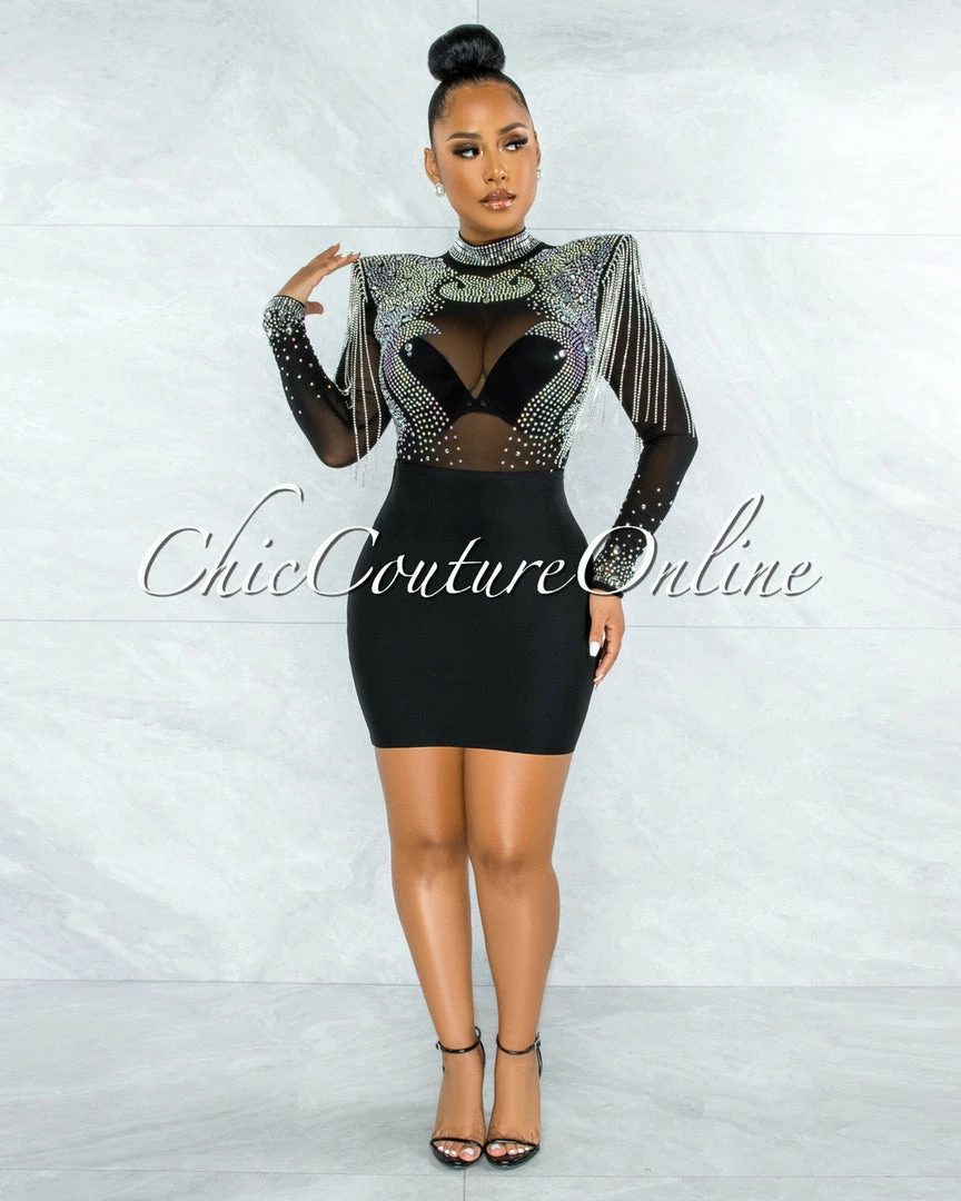 Vendor-unknown Darence Black Body-Con Bandage Mini Skirt
