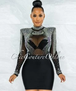 Vendor-unknown Darence Black Body-Con Bandage Mini Skirt