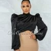 Vendor-unknown JUST IN Karishma Black Luxe Satin Blouse