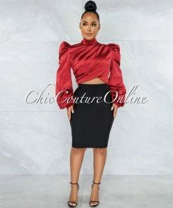 Vendor-unknown Karishma Burgundy Luxe Satin Blouse JUST IN