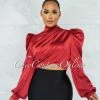 Vendor-unknown Karishma Burgundy Luxe Satin Blouse JUST IN