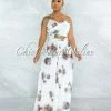 Vendor-unknown JUST IN Adwin White Floral Print Crossed Top & Pleated Pants Set