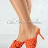 Vendor-unknown Reeses Orange Woven Crossed Square Toe Heels SHOES