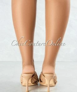 Vendor-unknown Reeses Camel Woven Crossed Square Toe Heels SHOES