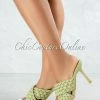 Vendor-unknown Reeses Sage Woven Crossed Square Toe Heels SHOES