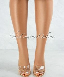 Vendor-unknown JUST IN Echo Rose Gold Sole Clear Upper Pointed Toe Heels