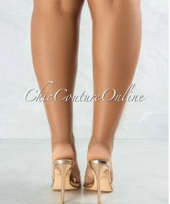 Vendor-unknown JUST IN Echo Rose Gold Sole Clear Upper Pointed Toe Heels