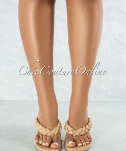 Vendor-unknown Nixie Nude Braided Thong Square Toe Heels