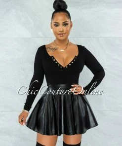 Vendor-unknown Ingrid Black Faux Leather Ultra Mini Skirt