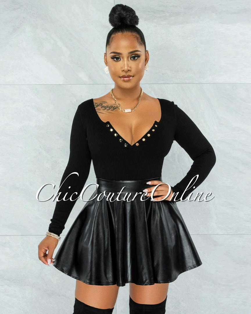 Vendor-unknown Ingrid Black Faux Leather Ultra Mini Skirt