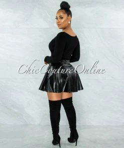 Vendor-unknown Ingrid Black Faux Leather Ultra Mini Skirt