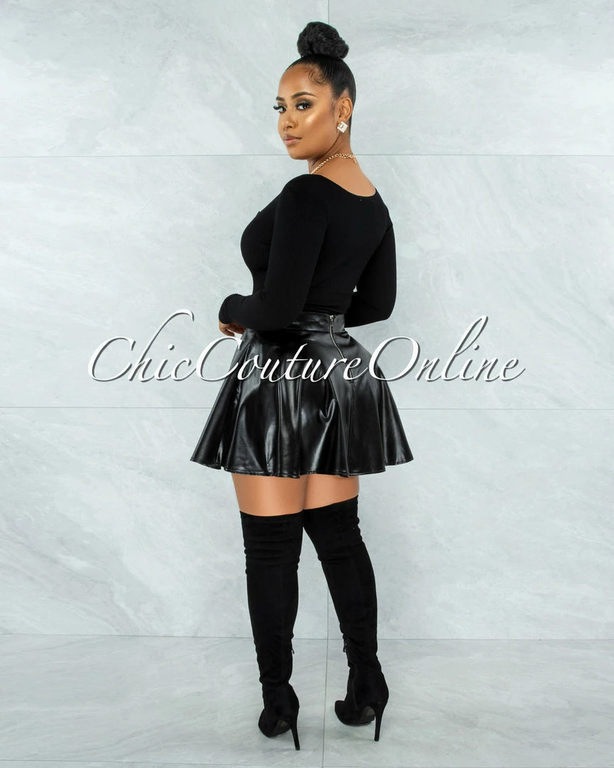 Vendor-unknown Ingrid Black Faux Leather Ultra Mini Skirt