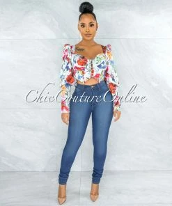 Vendor-unknown Emeth White Floral Print Corset Top & Maxi Skirt Set JUST IN