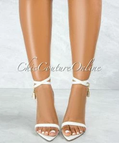 Vendor-unknown Banks White Gold Lock And Key Pointed Toe Heels SHOES