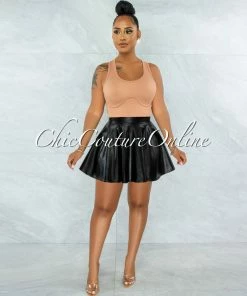 Vendor-unknown Ingrid Black Faux Leather Ultra Mini Skirt