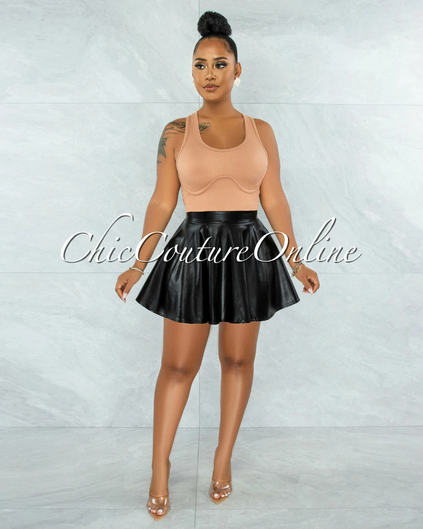 Vendor-unknown Ingrid Black Faux Leather Ultra Mini Skirt