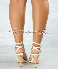 Vendor-unknown Banks White Gold Lock And Key Pointed Toe Heels SHOES