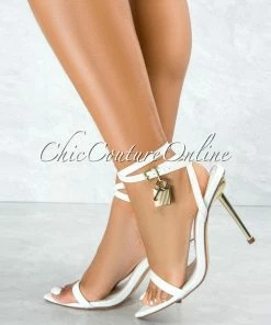 Vendor-unknown Banks White Gold Lock And Key Pointed Toe Heels SHOES