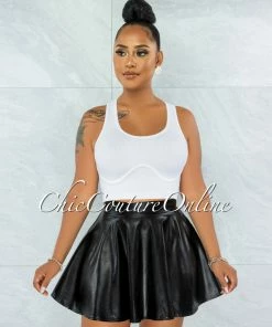 Vendor-unknown Ingrid Black Faux Leather Ultra Mini Skirt