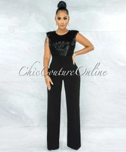 Vendor-unknown Marcie Black High Waist Straight Legs Pants JUST IN