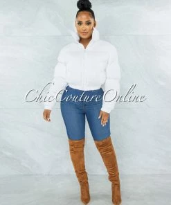 Vendor-unknown Alexa White Puffy Jacket CLOTHING