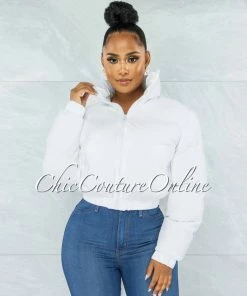 Vendor-unknown Alexa White Puffy Jacket CLOTHING