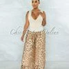 Vendor-unknown Sharley Nude Leopard Print Wide Legs Waistband Pants JUST IN