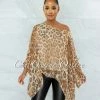 Vendor-unknown JUST IN Adahy Nude Leopard Print Trapeze Tunic Top