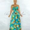 Vendor-unknown Zaidee Green Floral Print Crop Top & Maxi Skirt Set JUST IN
