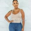 Vendor-unknown Liya Nude V-Neck Ribbed Crop Top