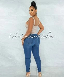 Vendor-unknown Liya Nude V-Neck Ribbed Crop Top