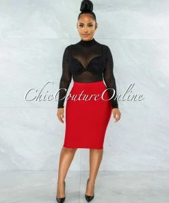 Vendor-unknown Joseph Red Elastic Bandage Skirt JUST IN